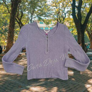 No Boundaries Stretchy Pastel Lavender Comfy Soft Long Sleeve Crop Sweater